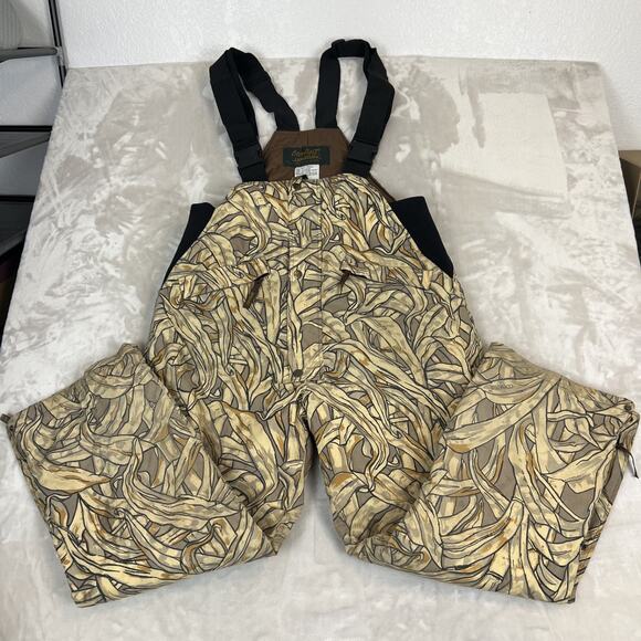 VTG Cornfield Camo Overalls Mens Large Insulated Hunting Bibs Outdoor Utility - Picture 1 of 16